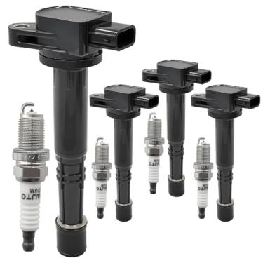 Imagem de Pacote de bobinas de ignição UF311 30520-PNA-007 e velas de ignição irídio 92213 conjunto de 4 peças compatíveis com Honda Accord 2003-2017, Civic 2002-2011 2016-2024, CR-V 2002-2019, Element 2000 3 a