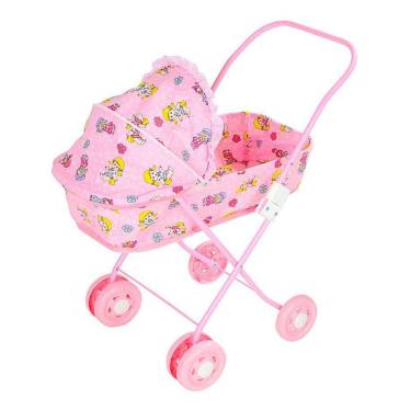 Imagem de Carrinho de Boneca Bercinho com Capota - Rosa - MEP Kids