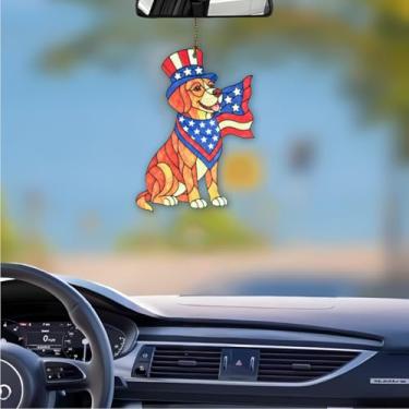 Imagem de Decoração do Dia da Independência de 4 de julho, Dia da Memorial, Enfeite de pendurar para amantes de cães com bandeira americana, enfeite de acrílico Beagle Patriot, 10 cm, presentes para donos de