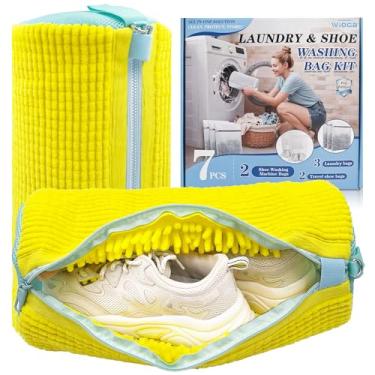 Imagem de Kit de bolsa 3 em 1 para máquina de lavar roupa e sapato: bolsa de sapatos de lavanderia para lavadora e secadora, bolsa reutilizável de limpeza de sapatos para tênis, zíper autotravante e microfibra