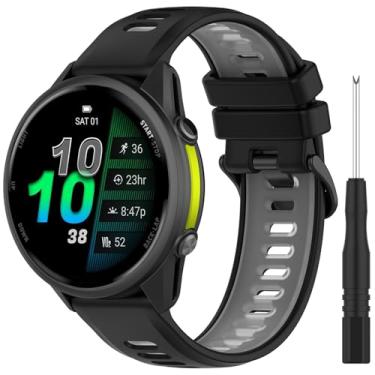 Imagem de Compatível com Garmin Forerunner 965, pulseiras de silicone de 22 mm para Garmin Forerunner 970/965 Solar/955/955 Solar/945/935/745/Approach S62/S60 Smartwatch (preto cinza)