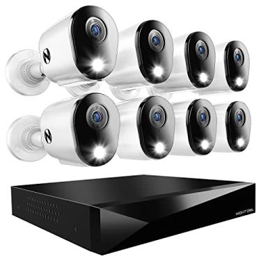 Imagem de Night Owl Sistema De Câmera De Segurança Residencial Dvr De 12 Canais E Áudio Bidirecional Com (8) Câmeras De Dissuasão Internas/Externas Hd 2K Com Fio E Disco Rígido De 1 Tb (Adicione Até 4 Câmeras