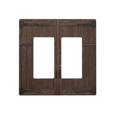 Imagem de SgEdao Capas decorativas para porta de celeiro de madeira antiga em estilo rústico de casa de fazenda, placa de cobertura de interruptor de luz de 2 gangues, placas de parede duplas para tomadas