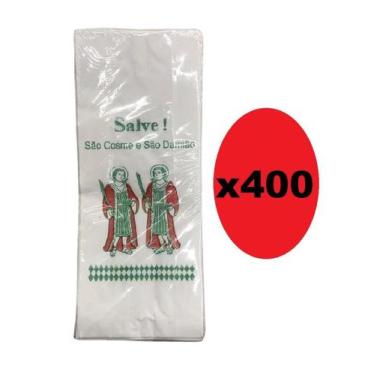 Imagem de Kit 400 Sacolas De Papel Branca 9X27Cm São Cosme E Damião - Lynx Produ