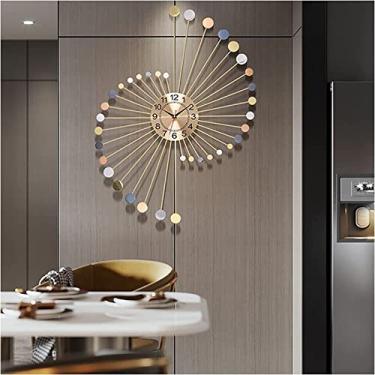 Imagem de Relógio de parede arte simples relógio de parede grande de metal 3D, relógios de decoração silenciosa Sunburst, relógios de parede para sala de estar, relógio de parede sem tique-taque, relógio de