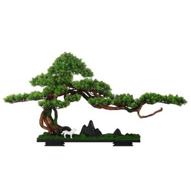 Imagem de Árvores artificiais vasos plantas sala de estar simulação bonsai árvore escritório micro-paisagismo bem-vindo entrada pinho ornamentos decorativos plantas artificiais bonsai
