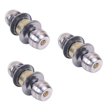 Imagem de HHHJQFAAT 3 maçanetas de porta de passagem maçaneta de entrada maçaneta de porta interior fechadura de entrada maçaneta de porta de entrada maçaneta de porta de entrada maçaneta de porta com chave