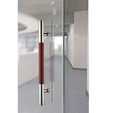 Imagem de Puxador de porta push pull dupla face de aço inoxidável de grau comercial resistente/puxador de porta de celeiro deslizante/puxadores de vidro, maçaneta de porta de entrada contemporânea moderna