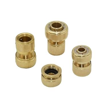 Imagem de 1/5.1 cm 5/20.3 cm 3/10.2 cm Conector rápido de jardim latão cobre rosca junta irrigação mangueira Waterstop acessórios adaptador de tubo de irrigação 1 peça (1I2)