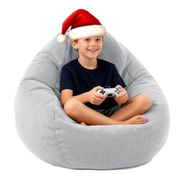 Imagem de LPMOERA Puff Cadeiras para crianças/adolescentes com enchimento de espuma viscoelástica, saco de feijão ultra macio, cadeira para sala de estar, quarto, faculdade, dormitório, cadeira de leitura