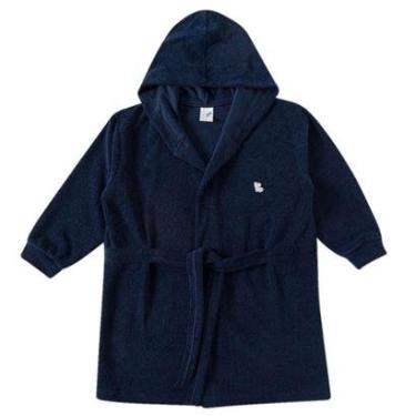 Imagem de Roupão Atoalhado Infantil Manga Longa com Capuz Marinho Tip Top-Unissex