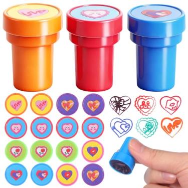 Imagem de VILLCASE 20 peças de carimbos com autotinta de coração para meninos e meninas, lindos desenhos animados para dia dos namorados, atividades em sala de aula e lembrancinhas de festa, carimbos de coração
