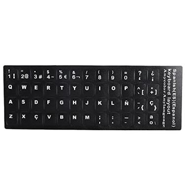 Imagem de Luqeeg Decalque para Teclados de Idiomas, Adesivo de Teclado à Prova de Poeira, Letras Brancas, Espanhol para Laptop de 10 a 17 Polegadas, para PC e Desktop