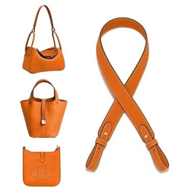 Imagem de Alça de ombro de bolsa de couro para Hermes Picotin/Lindy/Evelyne, bolsa transversal ajustável de substituição (G27in-Orange)