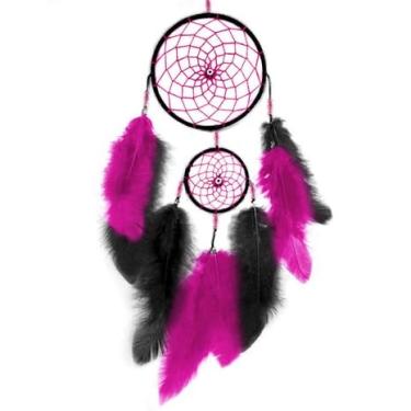 Imagem de Filtro Dos Sonhos Para Carro com Olho Grego Duplo 2 Aros Apanhador(Preto com Rosa2)