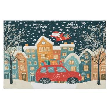 Imagem de Blueangle Tapete de Natal 5 x 7 – Capacho lavável antiderrapante para entrada, cozinha, banheiro, varanda com estampa de cidade de noite de Natal (311)