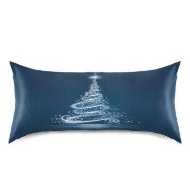 Imagem de Blueangle Fronha de cetim de árvore de Natal branca brilhante para cabelo e pele, fronha de seda, tamanho king (50,8 x 101,6 cm) - Capas de almofada de cetim refrescantes com fecho de envelope (216)