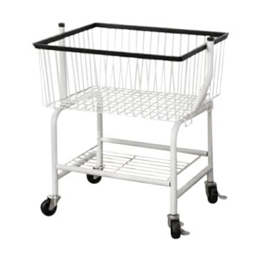 Imagem de YWJLQH Carrinho de roupa suja com rodinhas, prateleira para quarto, cabideiro para roupas, cesto de armazenamento para dormitório comercial, sala de estar