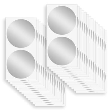 Imagem de 50 peças de adesivos de raspar de 5 cm prateados de 5 cm redondos para etiquetas de arranhões faça-você-mesmo, cartão de recompensa, jogos de festa, promoções de negócios (prata)