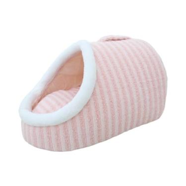 Imagem de Fenteer Cama para gatos, caverna, casa para animais de estimação, portátil, canil, fundo antiderrapante, barraca para cães com almofada removível para, Rosa