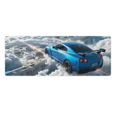 Imagem de HouLaiZhe JDM R35 Fighter Jet Looks Cool in The Air Gaming Mouse Pads JDM Car Desk Pads Grandes Mousepads para teclado de mesa de computador 30 x 80 cm