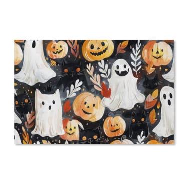 Imagem de HouLaiZhe Pôster de Halloween Gato Preto Abóbora Fantasma Impressão de Arte de Parede Decorações de Halloween Decoração de Parede Estética Gótica para Sala de Estar Quarto 11 x 17 polegadas (28 x 43