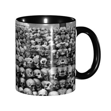 Imagem de Zeraoke Canecas de café criativas com estampa de flores de caveiras escuras horrible, personalizadas, presente para família, tamanho de 325 ml, unissex