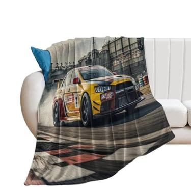 Imagem de HouLaiZhe Cobertor de flanela super macio Lanser Drift Car Sport JDM Cobertores leves de resfriamento para sofá-cama cadeira sofá carro viagem ao ar livre leve quente 101,6 cm x 127 cm
