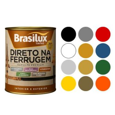 Imagem de Tinta Esmalte Direto Na Ferrugem Resistente 900ml Brasilux, Cinza Plat