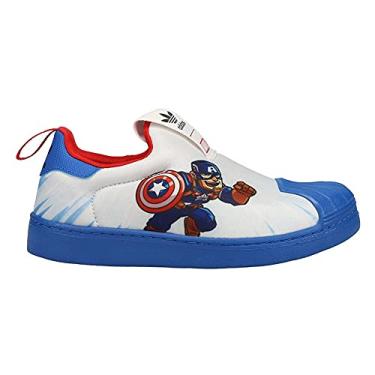 Imagem de adidas Originals Tênis masculino Superstar Classic cano baixo, Branco/Branco/Vermelho Vívido, 15