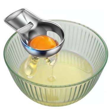 Imagem de WJIAAA Separador de gema de ovo, separador para ovos crus, aço inoxidável, grau alimentício, ferramenta de separação rápida de gema branca para cozinha, assar e cozinhar