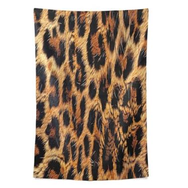 Imagem de STAYTOP Tapeçaria de parede com textura de leopardo marrom para decoração de casa, decoração de dormitório, sala de estar, quarto, tapete de parede (90 × 60 pol)