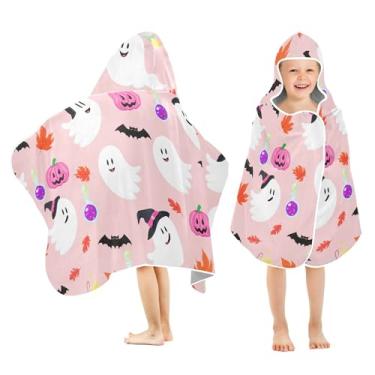 Imagem de Burbuja Halloween Elements Toalha de banho com capuz para crianças, toalha de praia de pelúcia macia absorvente para chá de meninas e meninos 3-10 anos, 61 x 127 cm