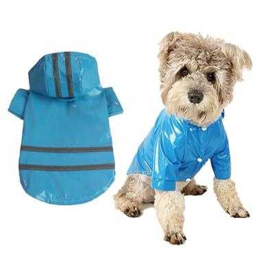 Imagem de Casaco de chuva para animais de estimação ao ar livre com capuz, impermeável, capa de chuva refletiva de poliuretano para cães, gatos, roupas