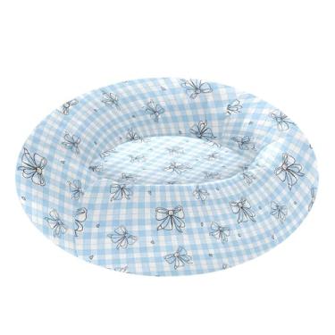 Imagem de SEHANY Cama fofa para cachorro com laço azul, removível e lavável, pequena, redonda para gatos, cama fofa super macia para animais de estimação com fundo antiderrapante para cães pequenos e médios e