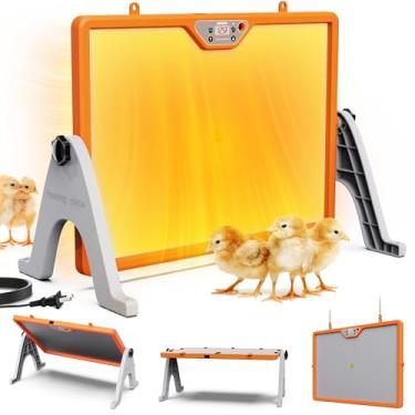 Imagem de Aquecedor de galinheiro dupla face 360°, aquecedor de galinha com controle remoto de temperatura e ciclo de trabalho, placa de chocadeira para pintinhos de 43 cm x 33 cm