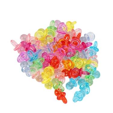 Imagem de Cryfokt Chupeta Acrílica Mini Brinquedos Coloridos para Decoração de Festa de Aniversário de bebê 100 Peças, Adequada para Bebês e Crianças, Transparente e Brilhante (Cores misturadas transparentes)