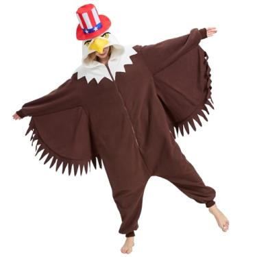Imagem de AMAMHAHAVA Macacão de águia careca para adultos, cosplay de Halloween, pijama de peça única para mulheres e homens, Águia careca, P