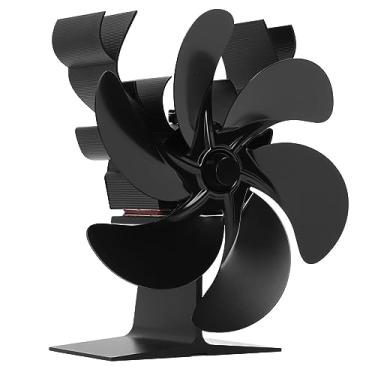 Imagem de aqxreight Ventilador de FogãO a Lenha 6 Lâminas Ventilador de Lareira a Lenha Circula Quente Economia de Energia Resistente a Altas Temperaturas Dissipa O Calor do FogãO O Calor da Madeira FUNCIONA
