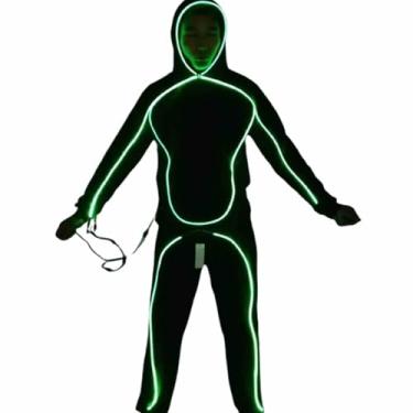 Imagem de TAMNQKASS Rainbow color changing stick glow suit, Halloween light up glow stick costume that glows in the dark (Traditional cold light stick costume, M)