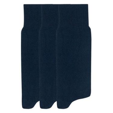 Imagem de Kit 3 Meias Mash Social Cano Longo Poliamida Lisa Masculina 231.03, Az