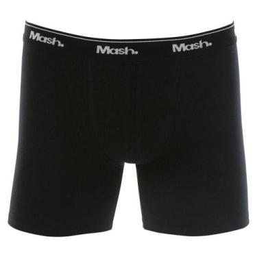 Imagem de Cueca Boxer Longa Mash Masculina Algodão Cotton Elástico, Preto, Xxgg