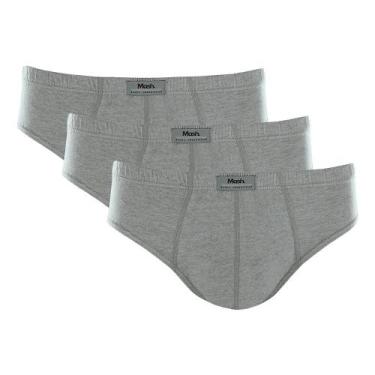 Imagem de Kit 3 Cuecas Slip Mash Algodão Lisa 074.58, Cinza mescla claro, M