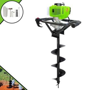 Imagem de Perfurador de Solo Profissional Menegotti MPS52 À Gasolina 2T 52cc 1,8HP de Potência 9.000rpm + Broca 80X20cm Para Plantio e Construção Civil