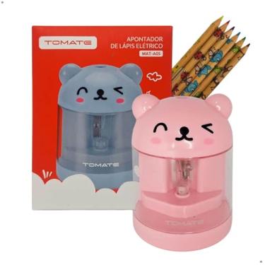 Imagem de Apontador De Lápis Automático Elétrico Ursinho a Pilhas com Depósito Apontador Escolar Infantil Rosa