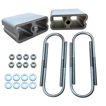Imagem de Forlevlaep Blocos de redução traseiros de 10 cm com 2 * kit de blocos de abaixamento do corpo de suspensão angular para Nissan 720/Hardbody 1983-1997 com parafusos em U, arruelas e porcas de 1,27 cm