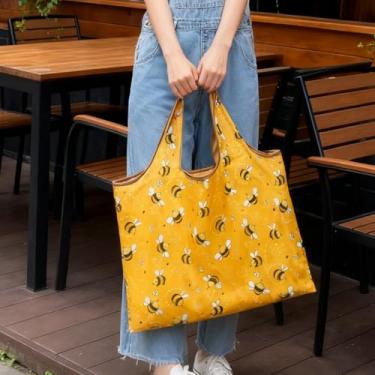 Imagem de Sacola unissex de grande capacidade, sacola dobrável de nylon reutilizável, com padrão de camuflagem para compras, viagens, acampamento, bolsa de camuflagem, bolsa versátil