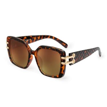 Imagem de Óculos de Sol Vintage Oversized Polarizados para Mulheres, RetroBig Large Sun Glasses UV400, Tartaruga, BH01