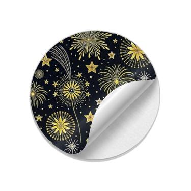 Imagem de Ladrilho Decorativo de Cerâmica Estampa Fogos de Artifício com Estrelas Douradas