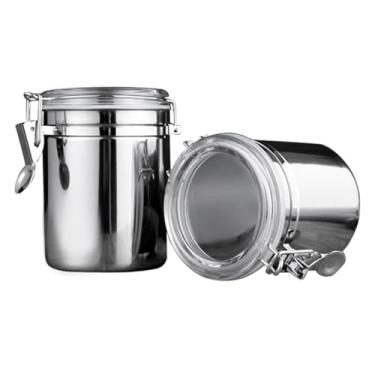 Imagem de POCREATION Frasco de Aço Inoxidável, Recipiente Hermético para Armazenamento de Alimentos na Cozinha para Café Chá Leite Em Pó, Com Design Vedado para Manter Os Alimentos Secos, Versátil (10 * 16cm)